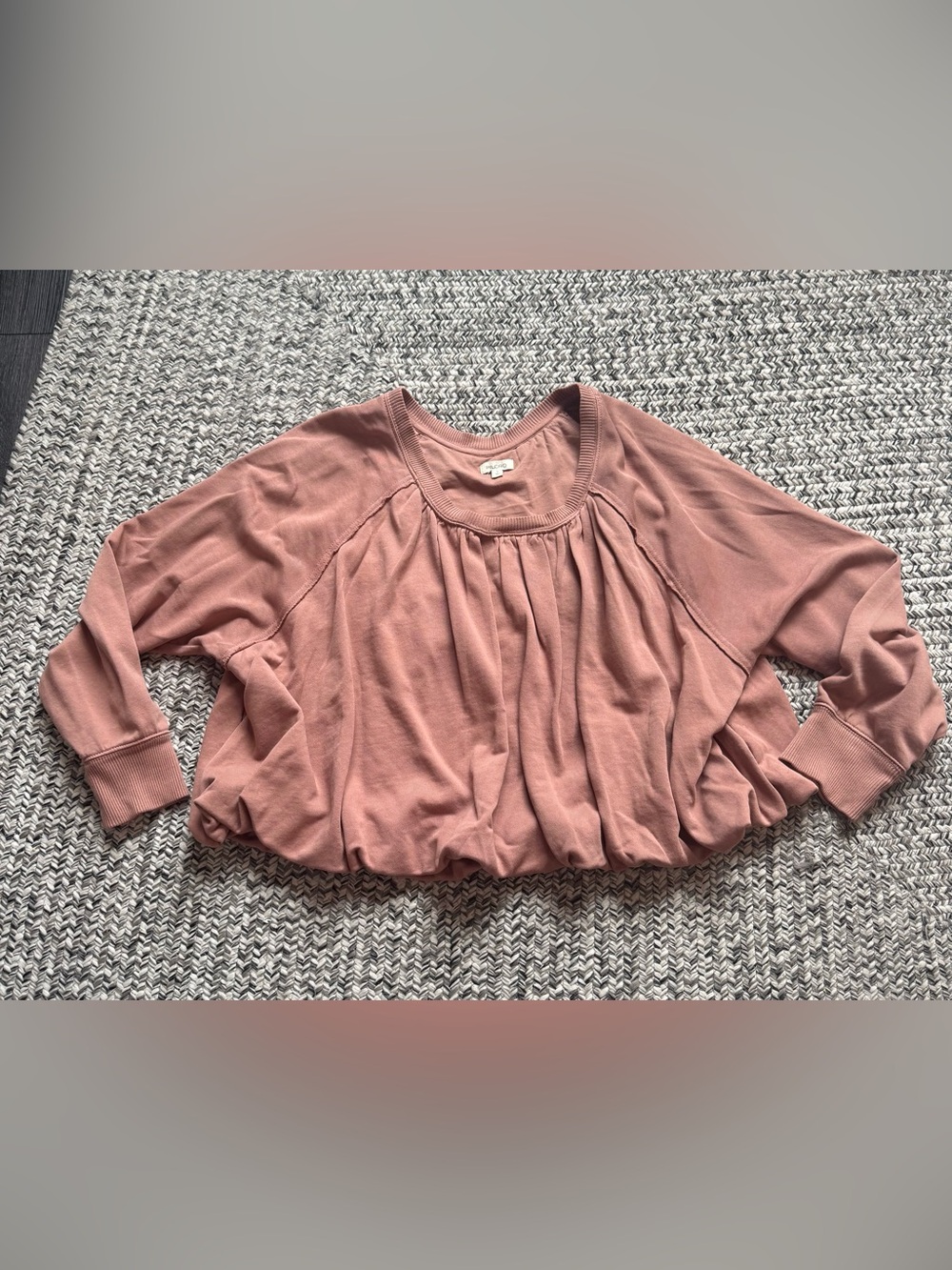 Anthropologie Pilcro Bubble Hem Scoop-Neck Pullover Top